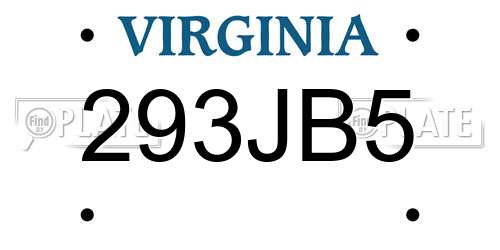 293JB5 Virginia License Plate