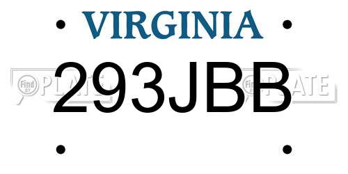 293JBB Virginia License Plate