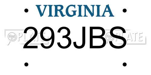 293JBS Virginia License Plate