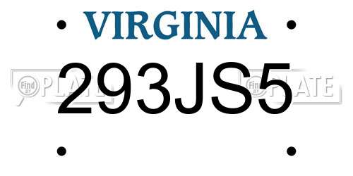 293JS5 Virginia License Plate