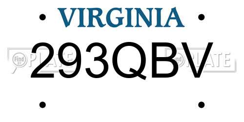 293QBV Virginia License Plate