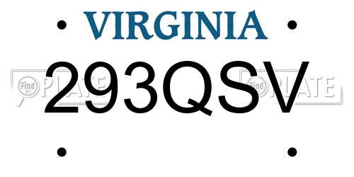 293QSV Virginia License Plate