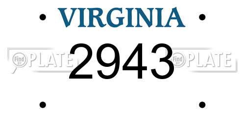 2943 Virginia License Plate