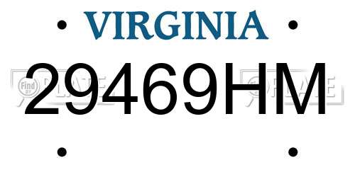 29469HM Virginia License Plate