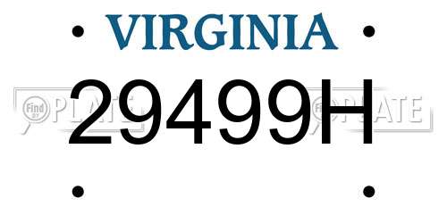 29499H Virginia License Plate