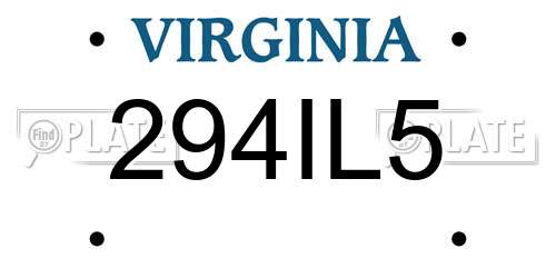 294IL5 Virginia License Plate
