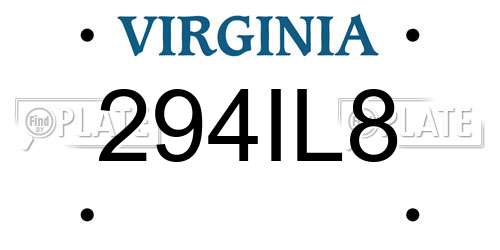 294IL8 Virginia License Plate