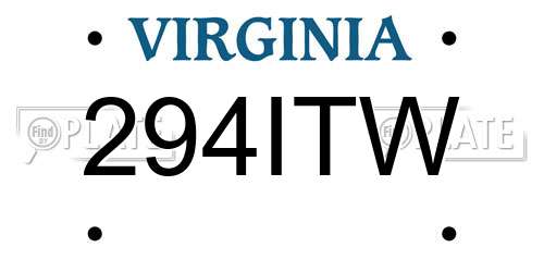 294ITW Virginia License Plate