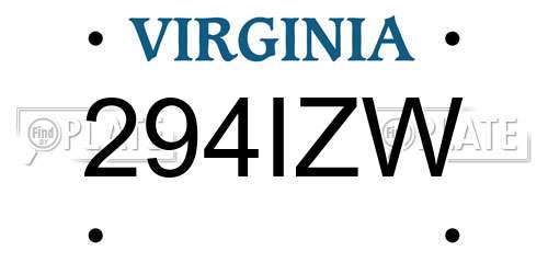 294IZW Virginia License Plate