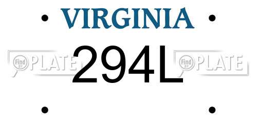 294L Virginia License Plate