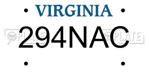 294NAC Virginia License Plate