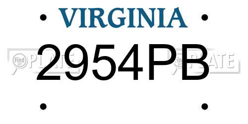 2954PB Virginia License Plate