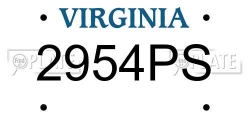 2954PS Virginia License Plate