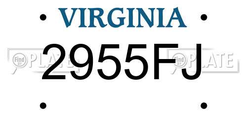 2955FJ Virginia License Plate