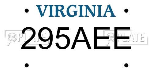 295AEE Virginia License Plate