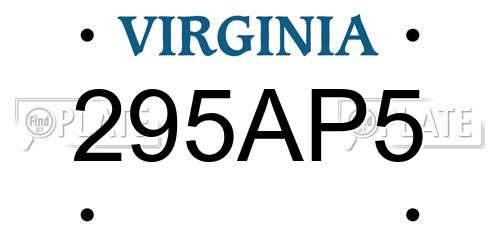 295AP5 Virginia License Plate