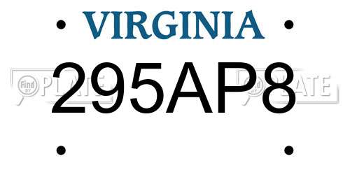 295AP8 Virginia License Plate