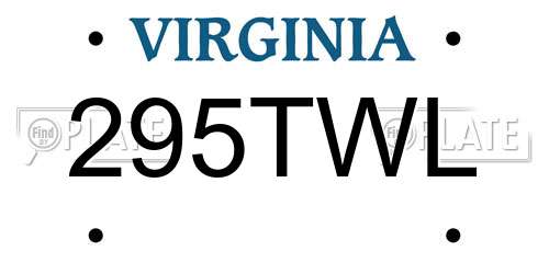 295TWL Virginia License Plate