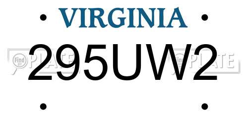 295UW2 Virginia License Plate