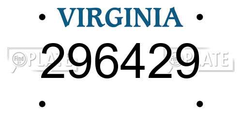 296429 Virginia License Plate