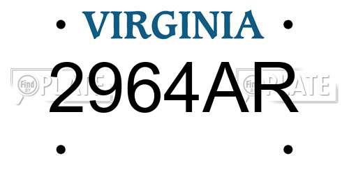 2964AR Virginia License Plate
