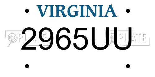 2965UU Virginia License Plate