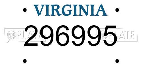 296995 Virginia License Plate
