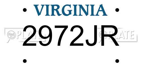 2972JR Virginia License Plate