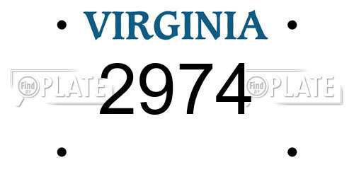 2974 Virginia License Plate