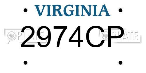 2974CP Virginia License Plate