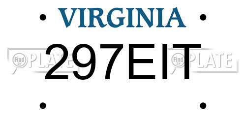 297EIT Virginia License Plate