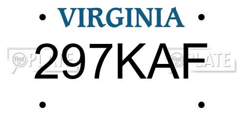 297KAF Virginia License Plate
