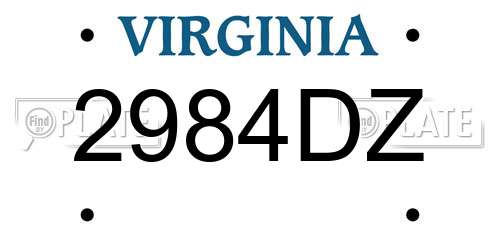 2984DZ Virginia License Plate