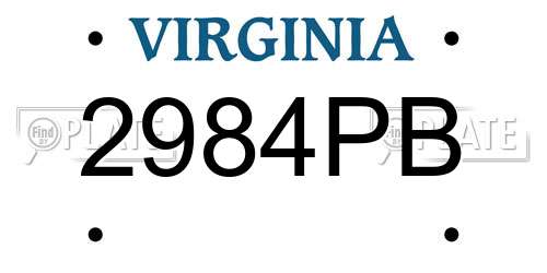 2984PB Virginia License Plate