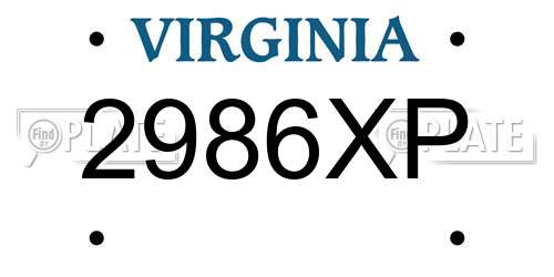 2986XP Virginia License Plate