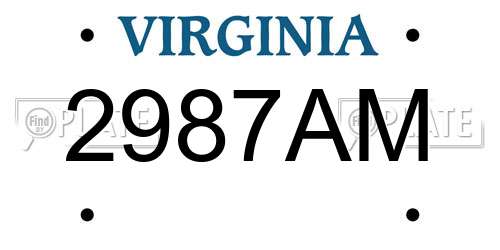 2987AM Virginia License Plate