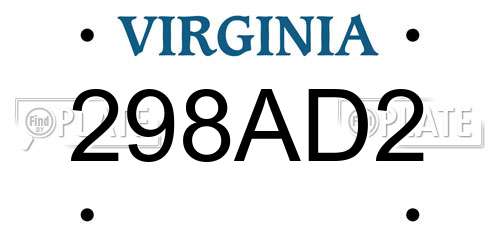 298AD2 Virginia License Plate
