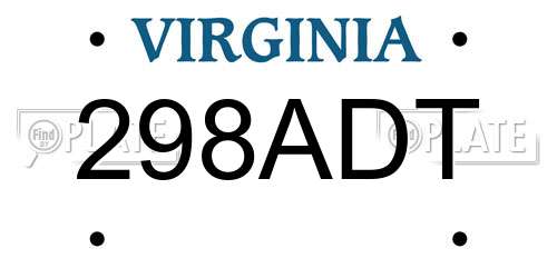 298ADT Virginia License Plate