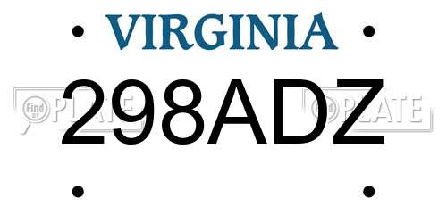 298ADZ Virginia License Plate