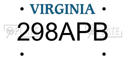 298APB Virginia License Plate