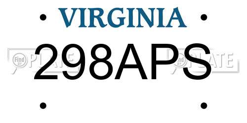 298APS Virginia License Plate