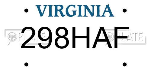298HAF Virginia License Plate