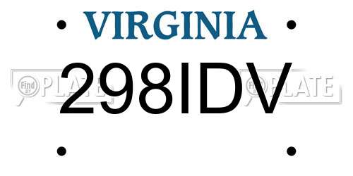 298IDV Virginia License Plate