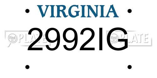 2992IG Virginia License Plate