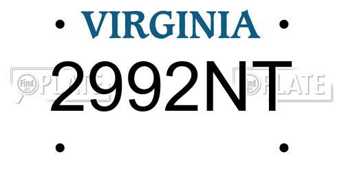 2992NT Virginia License Plate