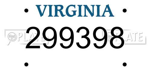 299398 Virginia License Plate