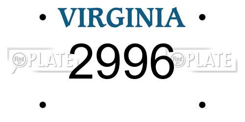 2996 Virginia License Plate