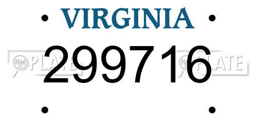 299716 Virginia License Plate