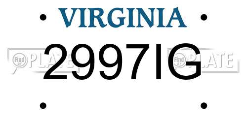 2997IG Virginia License Plate
