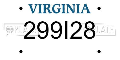 299I28 Virginia License Plate